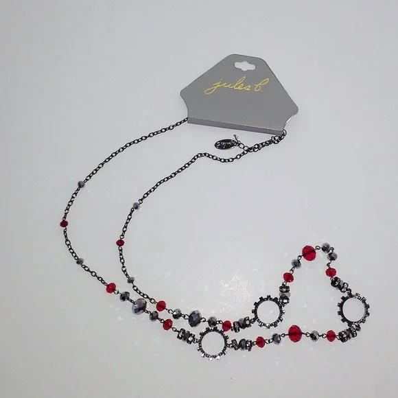 Jules B. Ruby Red Hematite Beaded Necklace - Picture 2 of 4